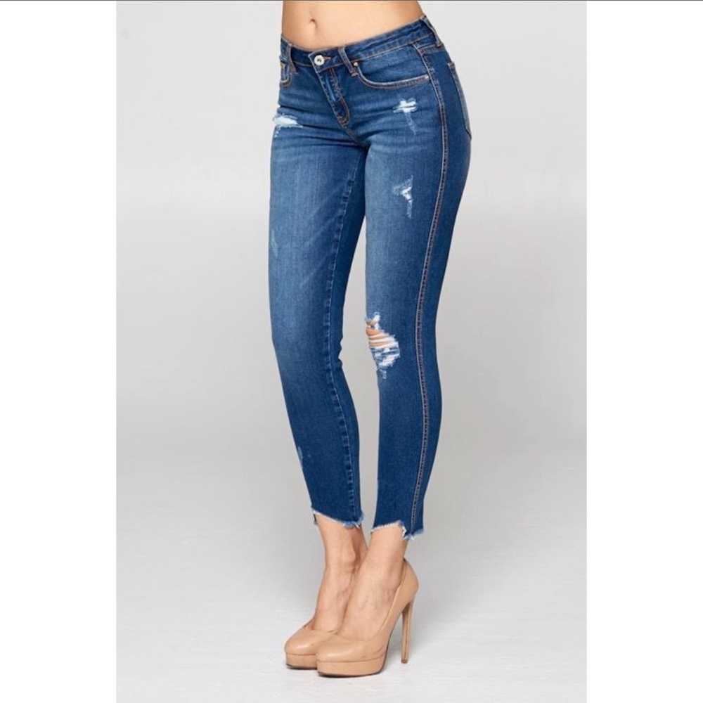 Dark Wash Mid Rise Skinny Jeans